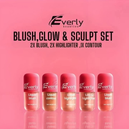 Everly Beauties 5 in 1 Liquid Blush, Highlighter & contour Glow Kit