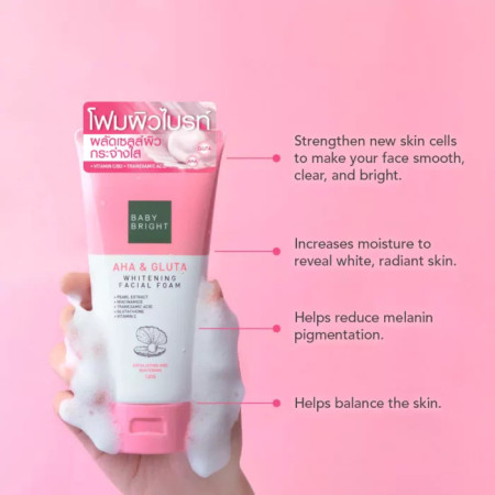 Baby Bright AHA & Gluta Whitening Facial Foam 120gm